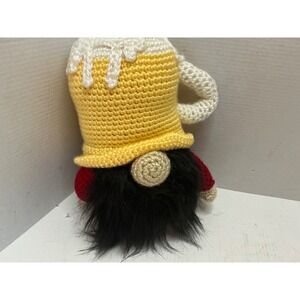 Unbranded Crochet Beer Mug Gnome Beer Hat Faux Fur Beard 9 Inch Bar Decor